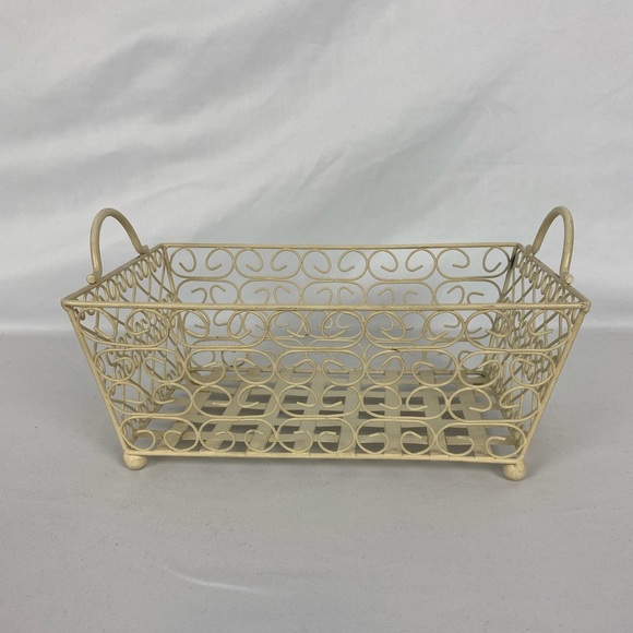 Vintage Cream Wire Metal Basket